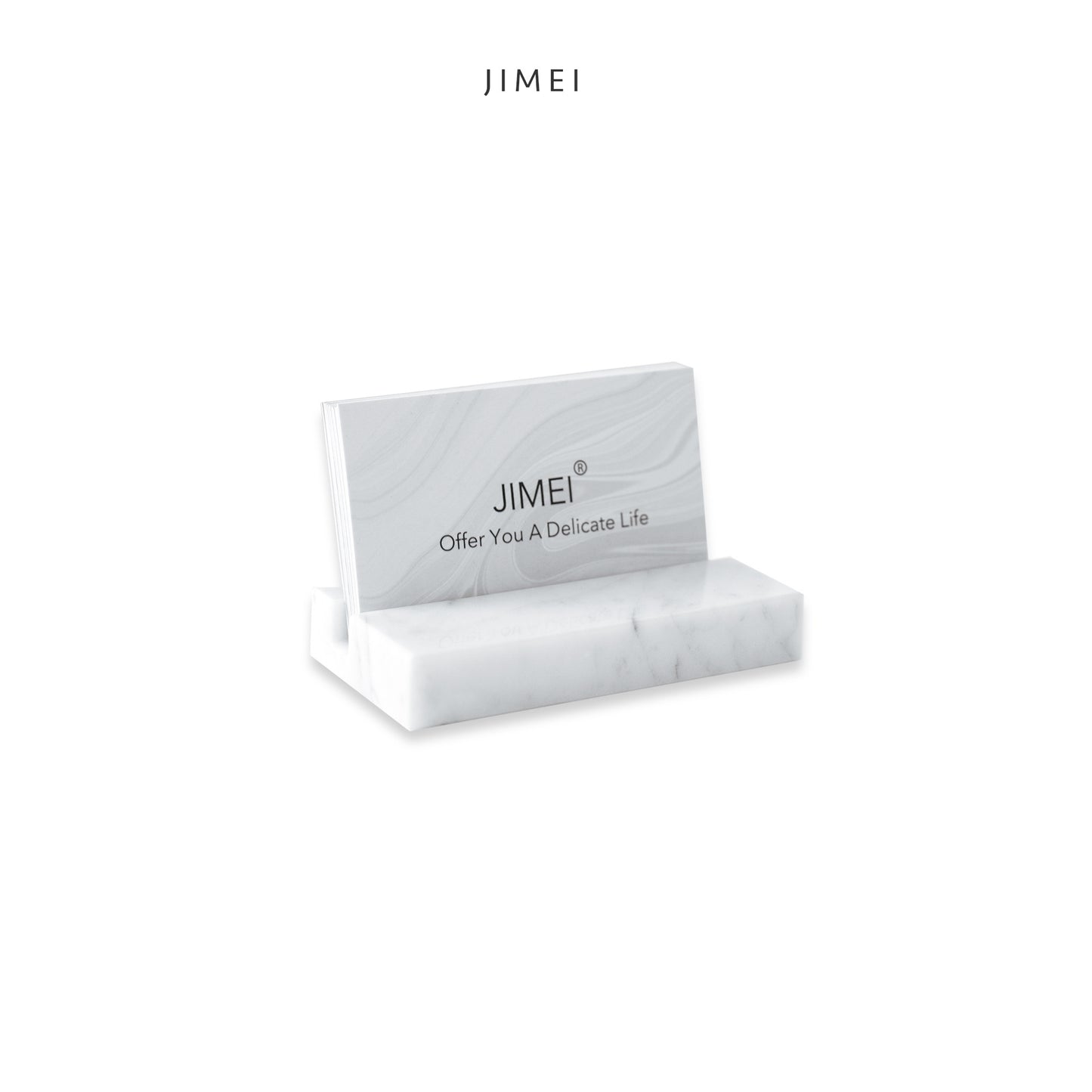 White Business Card Holder for Desk l Natural Marble