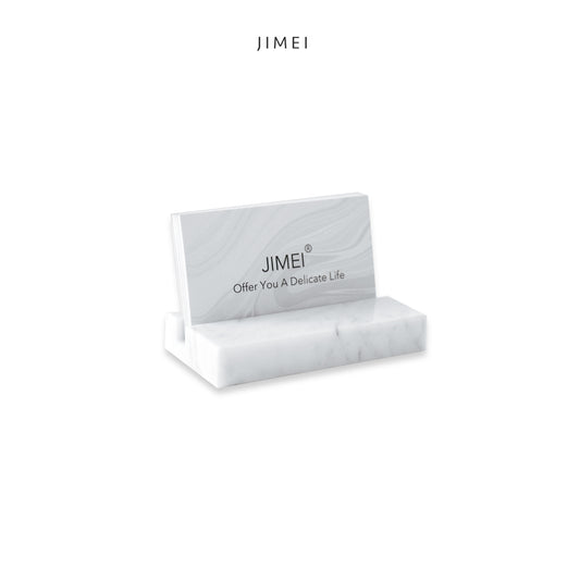 White Business Card Holder for Desk l Natural Marble